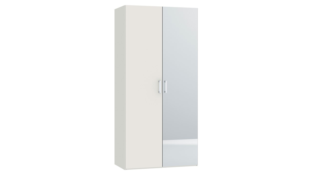 Draaideurkast Compact met hout- en spiegeldeuren wit