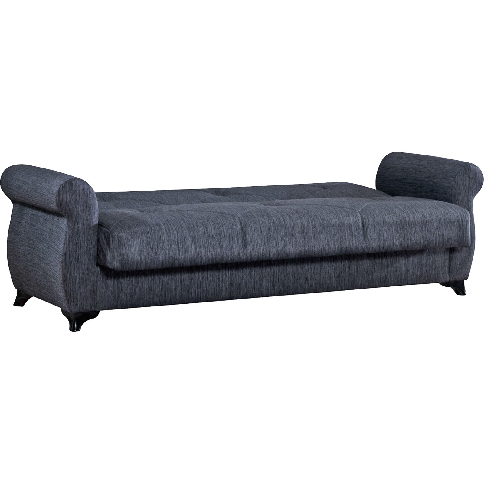 Bettsofa Rana Stoff dunkelgrau, Bettkasten