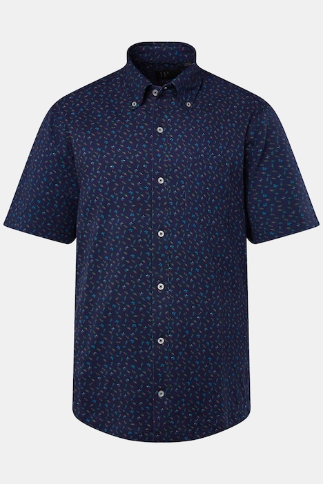 Hemd FLEXNAMIC®, Halbarm, Piqué, Minimal-Print, Buttondown-Kragen, Modern Fit, bis 8 XL