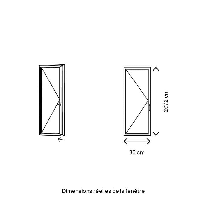 Porte fenêtre bois 1 vantail GoodHome - l.80 x h.205 cm, tirant gauche