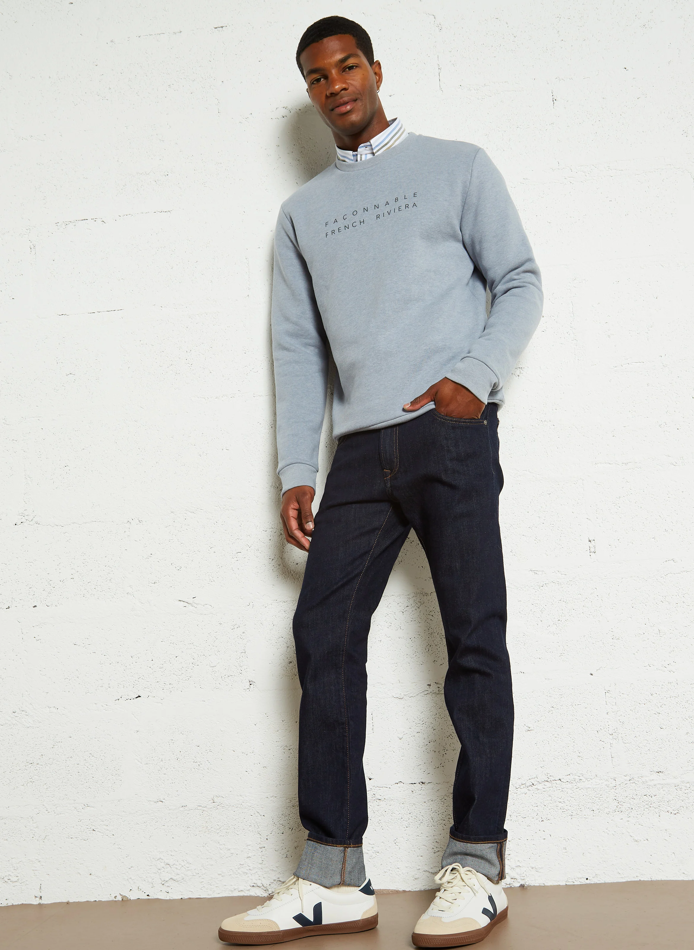 Chemise col classique en coton | Multicolore