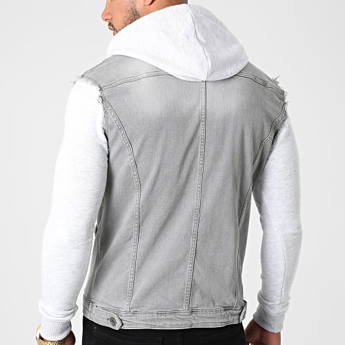 Veste Jean A Capuche 1528 Gris Denim Gris Clair