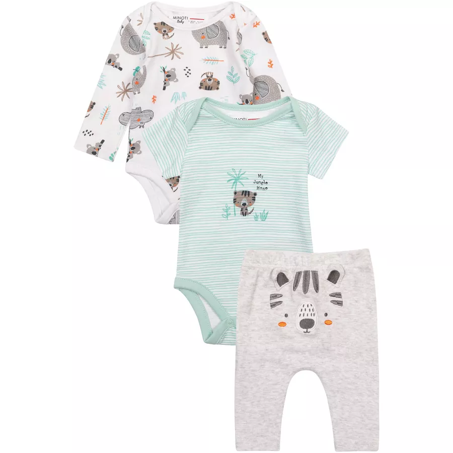 MINOTI 3er-Pack Bodys GrünWeißGrau