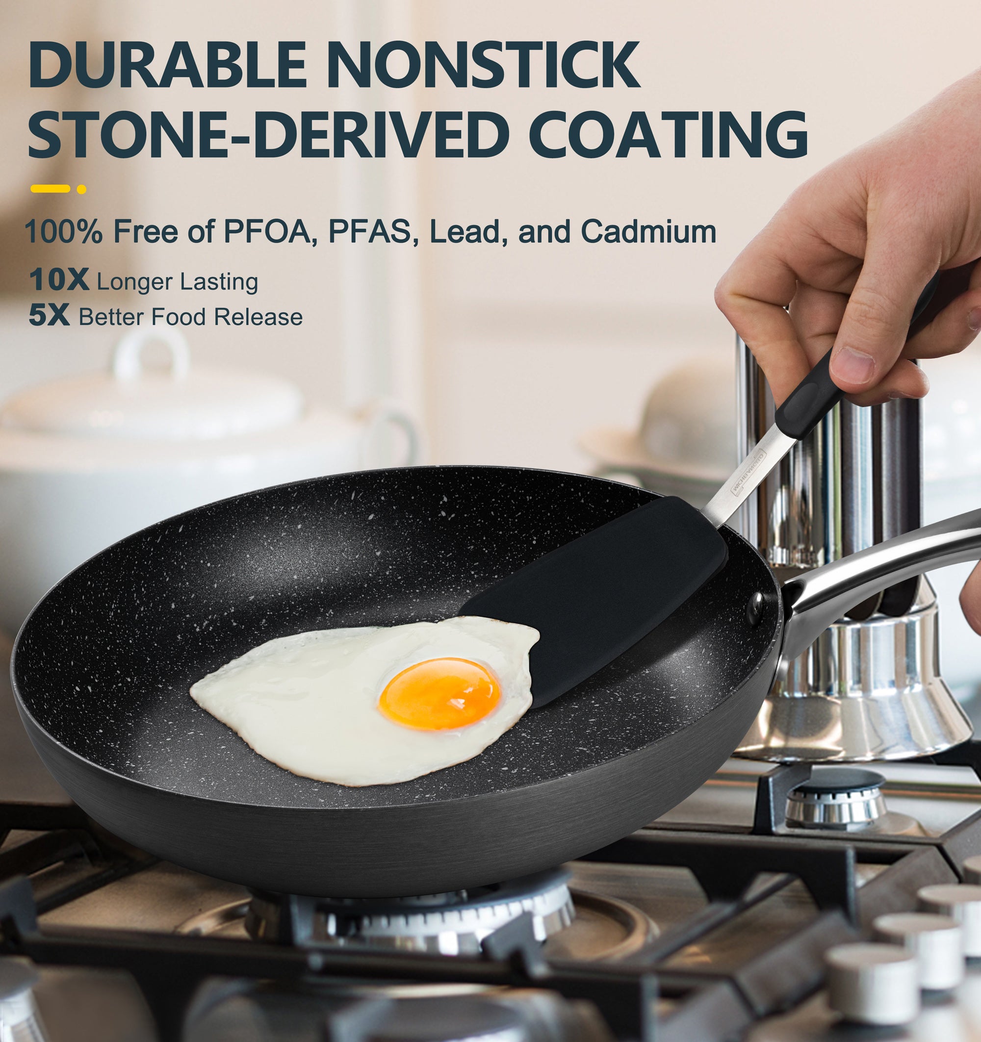 MICHELANGELO Hard Anodized Frying Pans Nonstick with Lid, 9.5