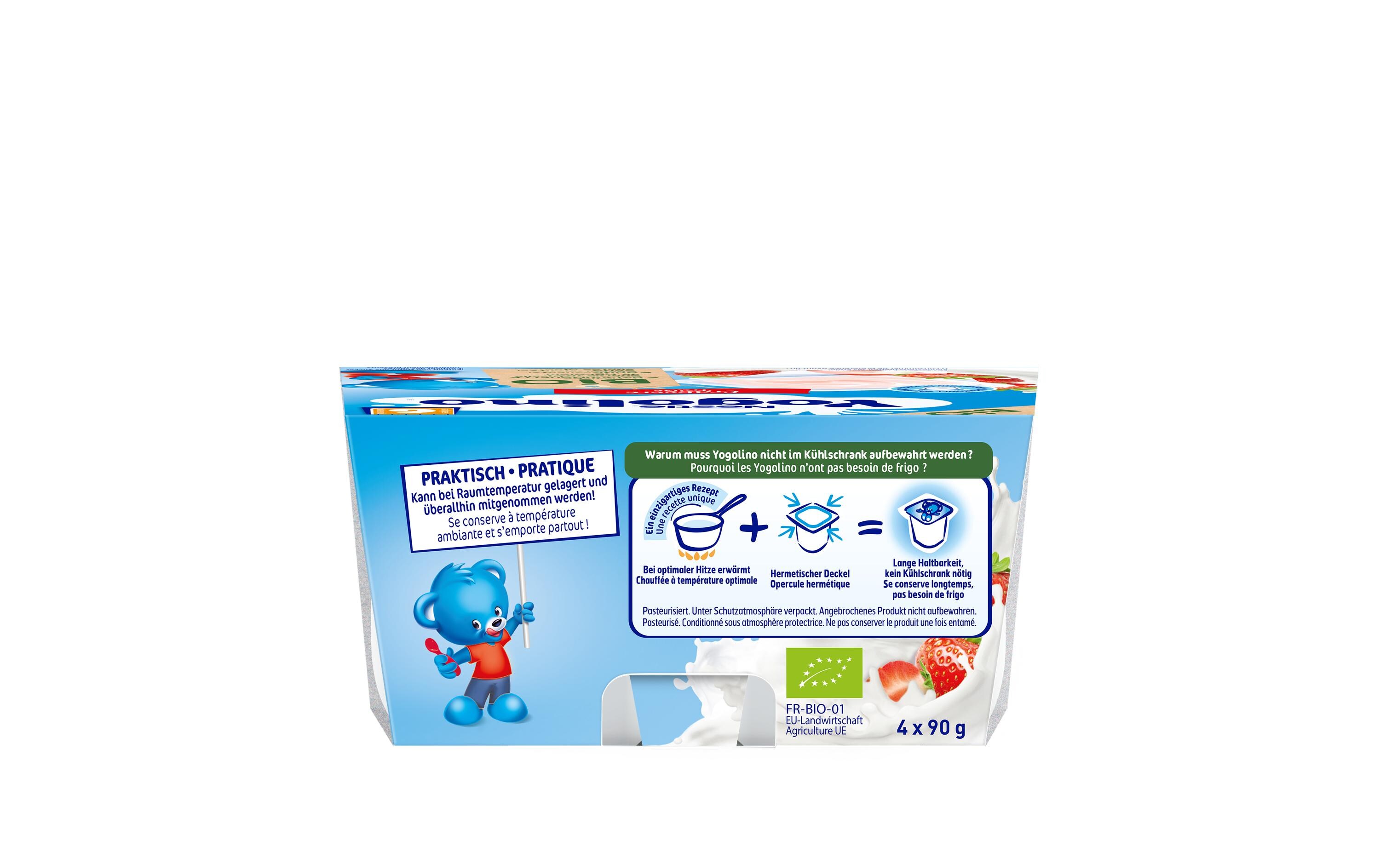 Dessert Yogolino Bio Erdbeere 4 x 90gMilchdessert mit Bio Zutaten
