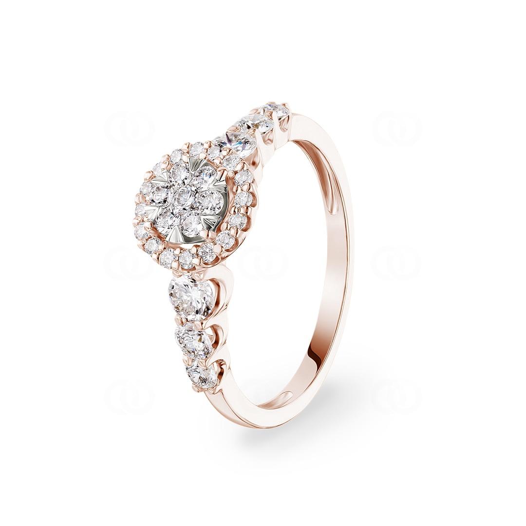 0.75 Karat Diamanten Halo Verlobungsring 750/18 K Roségold