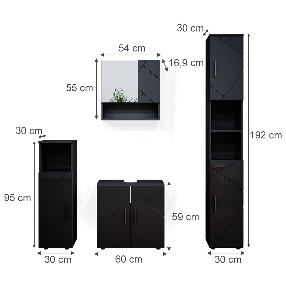 Vicco Badmöbel Set Irma Spiegelschrank Unterschrank Hochschrank Midischrank Bad