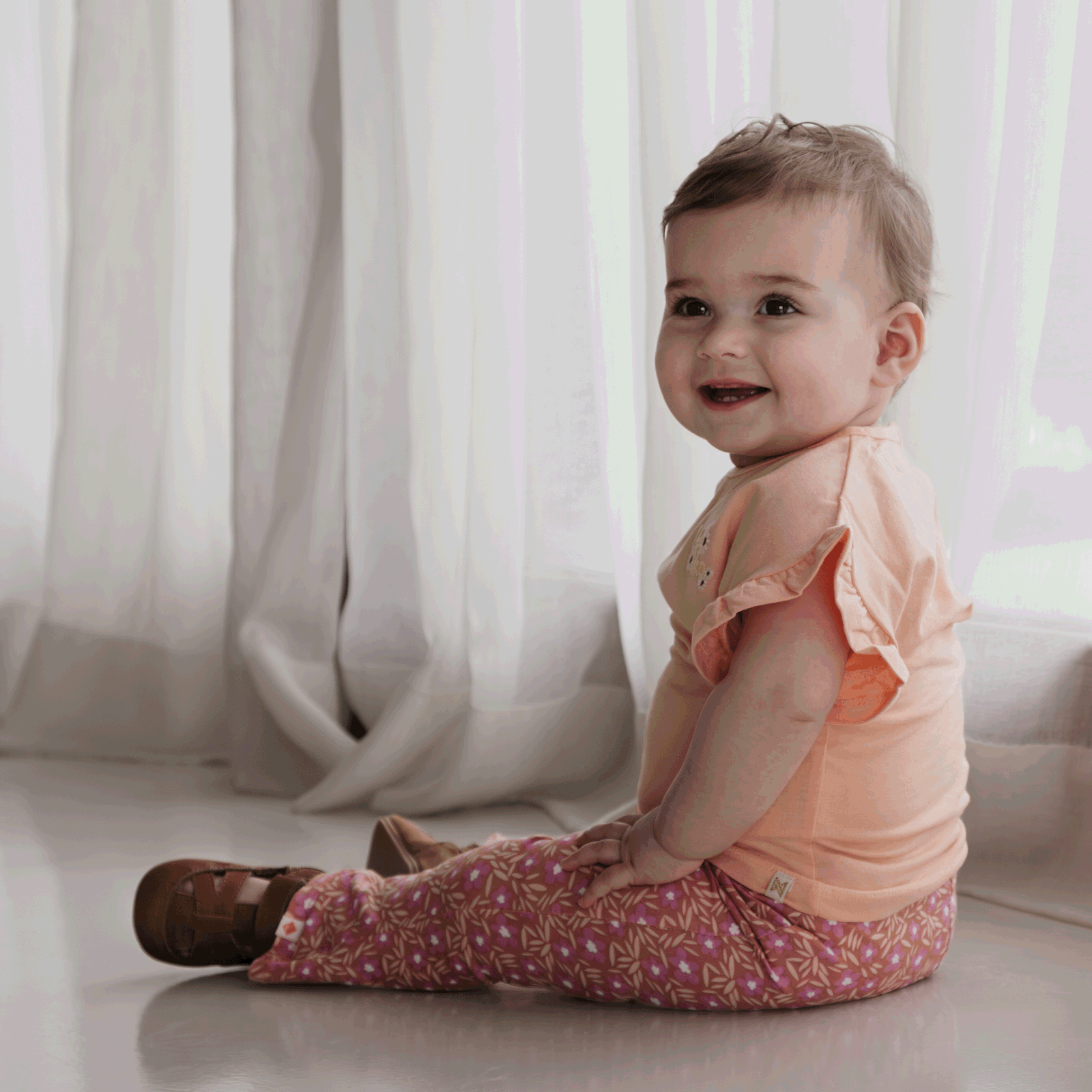 Shoesme cognac BABY-PROOF® open schoentje Microleer | Uni schoenen