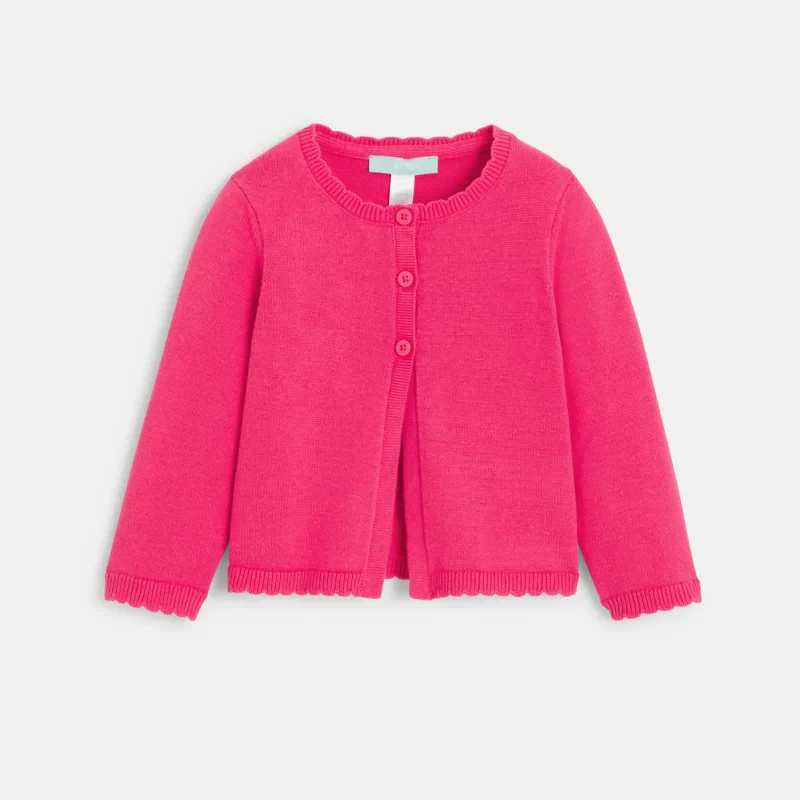 Gilet maille tricot rose foncé bébé fille Rose
