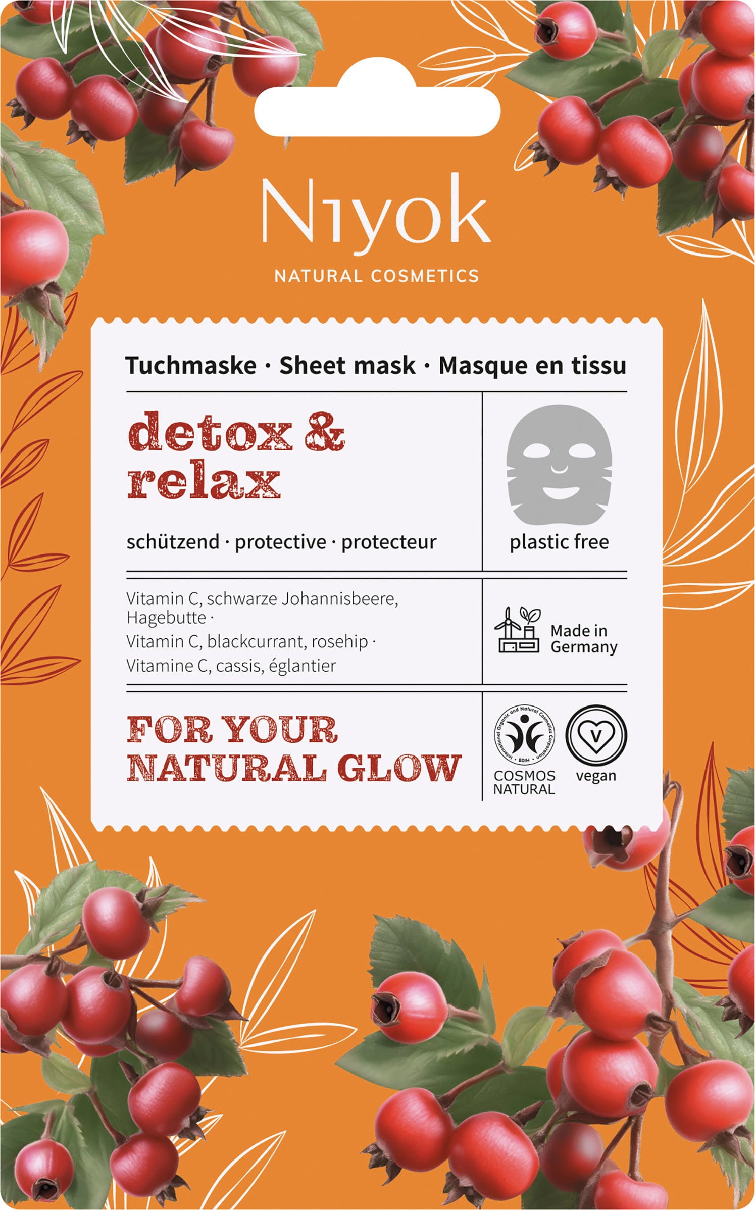 Niyok  Schützende Tuchmaske Detox & Relax, 10 ml