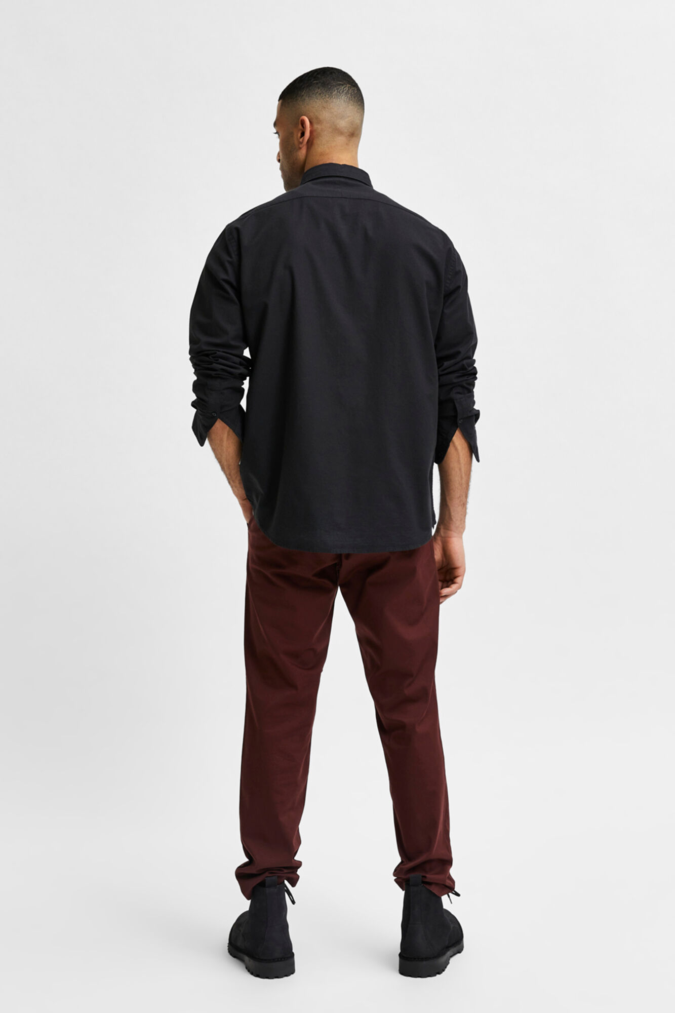 Camisa Oxford de Corte Regular - Preta