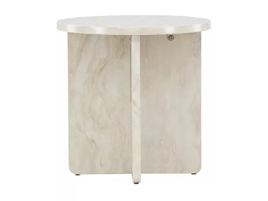 Alesund - Table d'appoint ronde effet marbre ø50cm - Beige