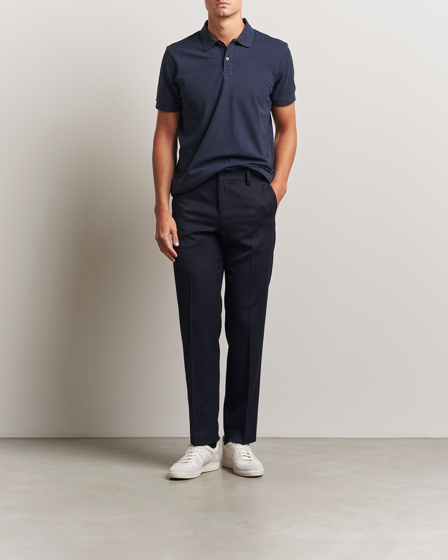 Sunspel Short Sleeve Pique Polo Navy