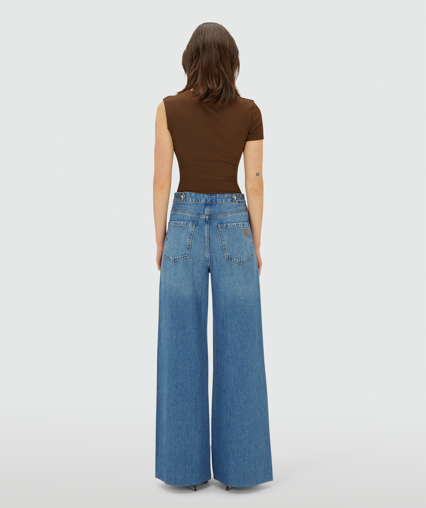 RUMO high waisted wide leg jeans - dark blue denim