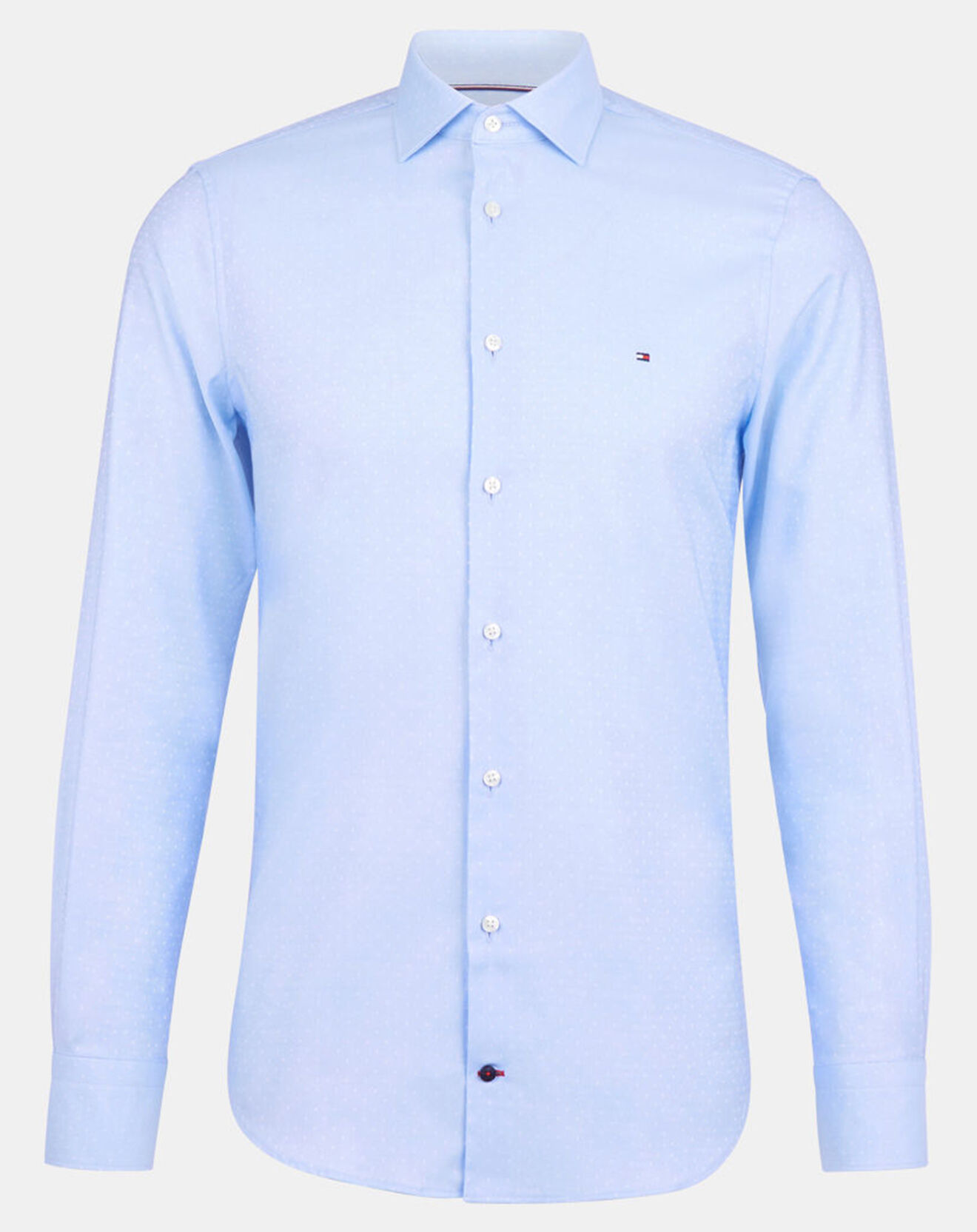 Tommy Hilfiger Chemise slim fit Dobby à pois bleue