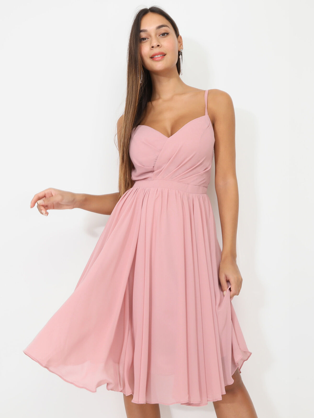 Robe patineuse drapée- Vieux rose