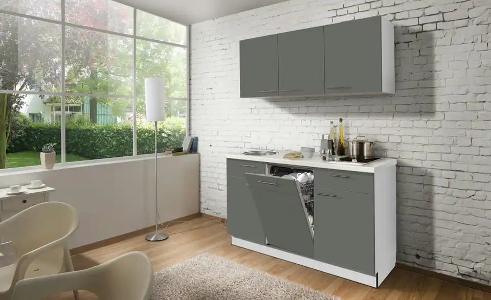 Küchenzeile mit Elektrogeräten Zwolle Rechts Anthrazit, Weiß