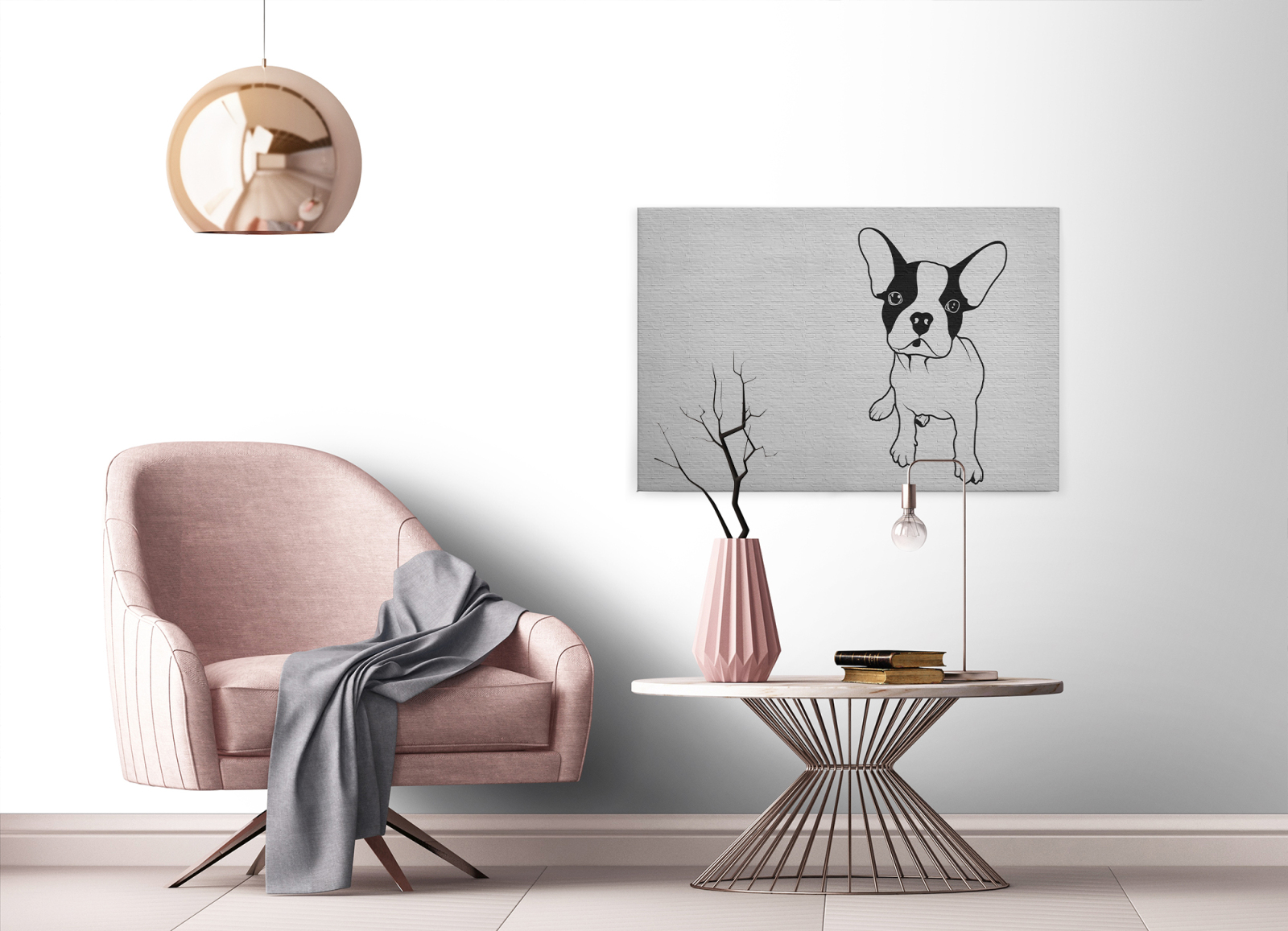 Leinwandbild HUND - schwarz-weiß - 90x60 cm