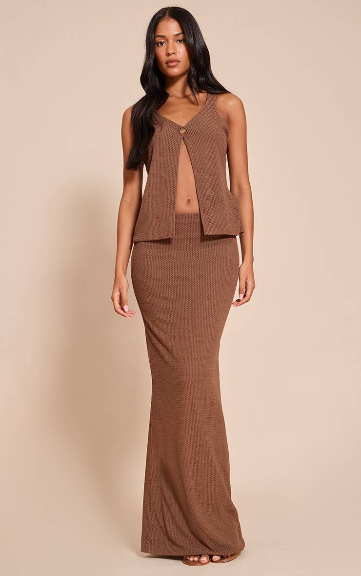 Chocolat Jupe Longue Texturée Doublée Tall Coordonnée
