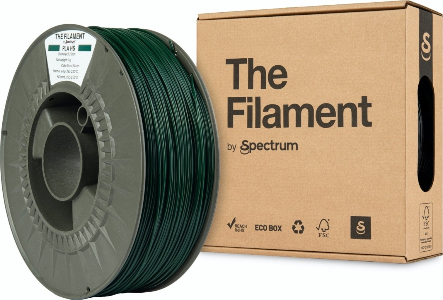 The Filament  PLA HS Moss Green, 1,75 mm / 1000 g    Kosteneffizientes PLA für hohe Geschwindigkeiten in Moss Green