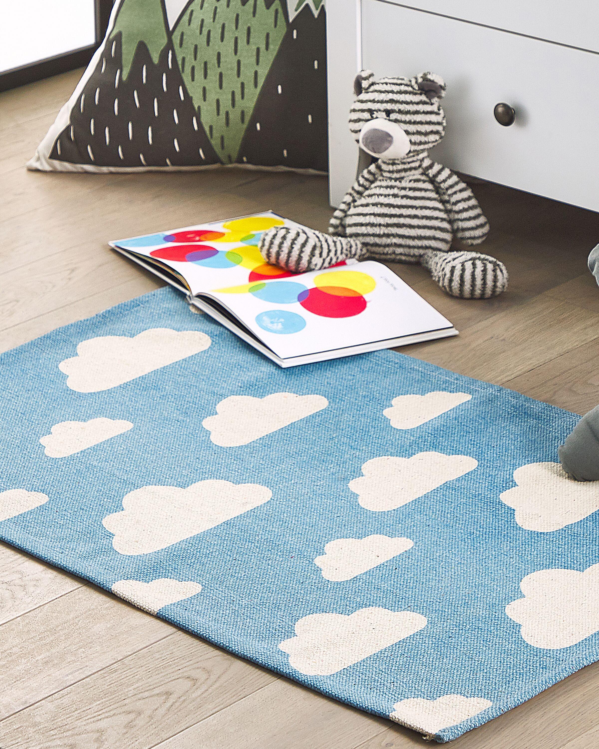 Kindervloerkleed GWALIJAR Blauw 60 x 90 cm Katoen