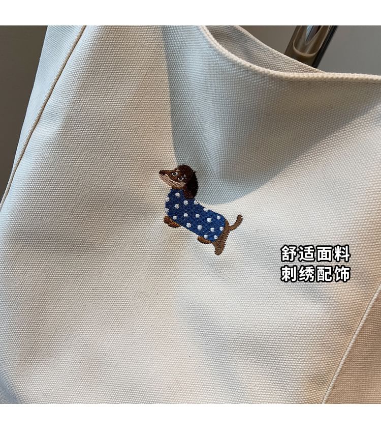 HOVERUP - Canvas tas met geborduurde hond