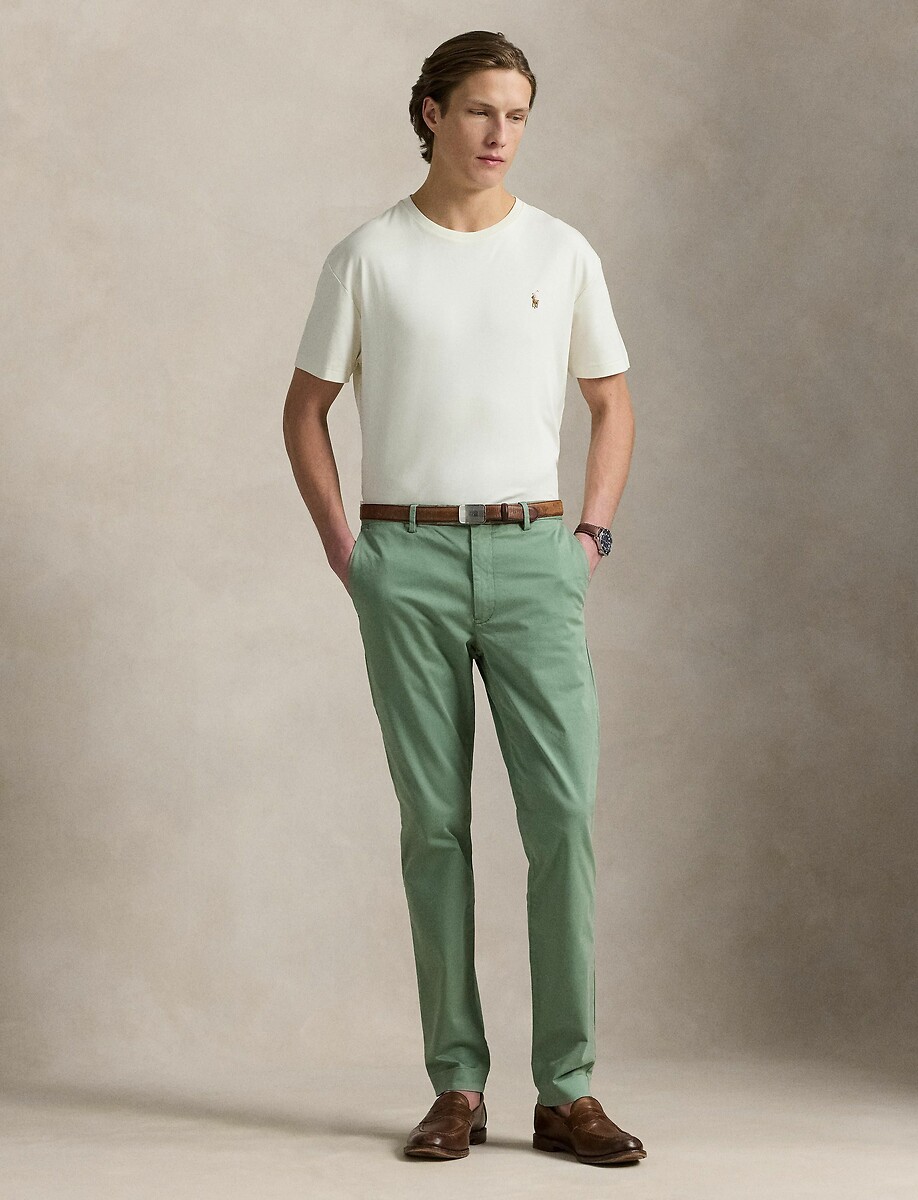 POLO RALPH LAUREN<br>Camiseta reta com gola redonda em malha interlock