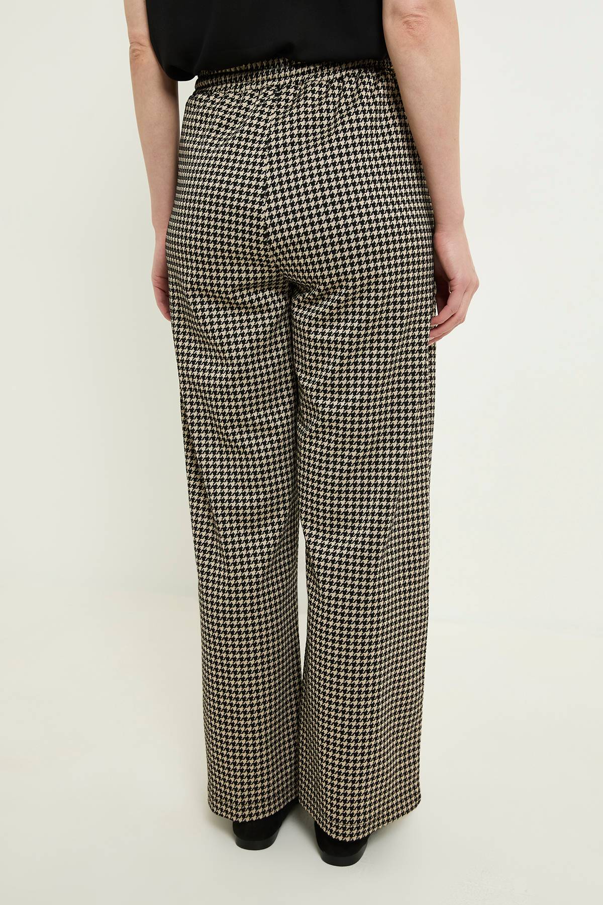 Wallis Pantalon À Cordon En Ponte À Motif Pied-de-poule