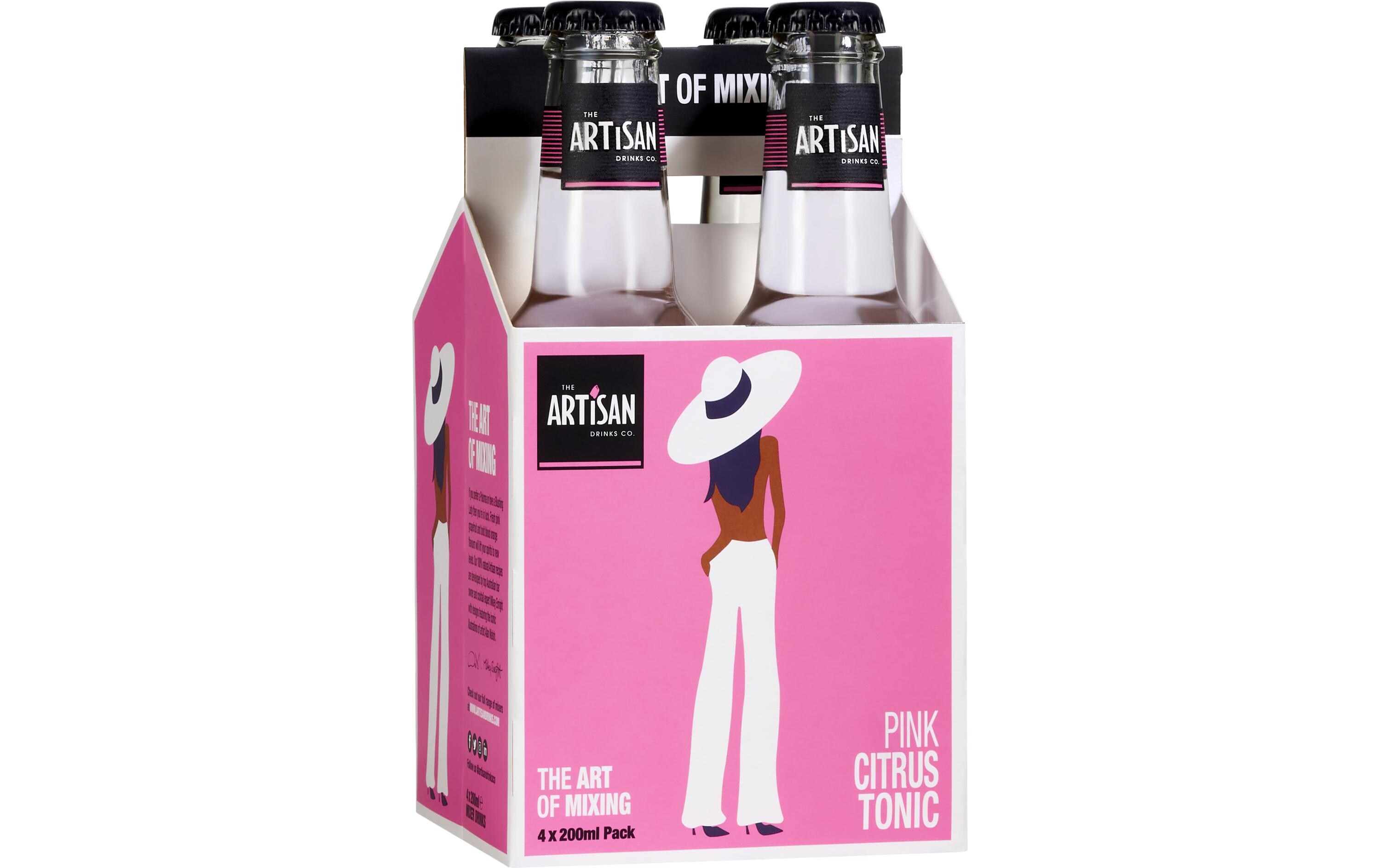 Soft-Drinks Pink Citrus Tonic 4 x 0.2 lChinin- und kohlensäurehaltiges Erfrischungsgetränk