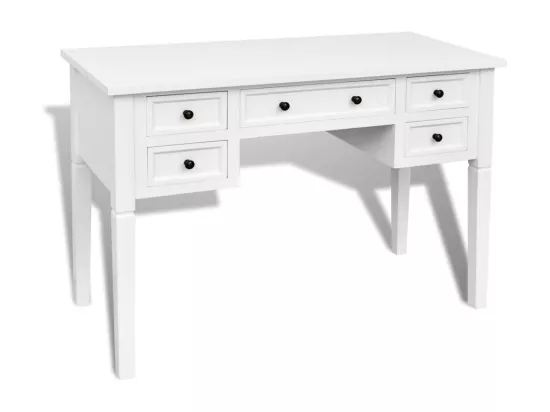 Bureau blanc à 5 tiroirs