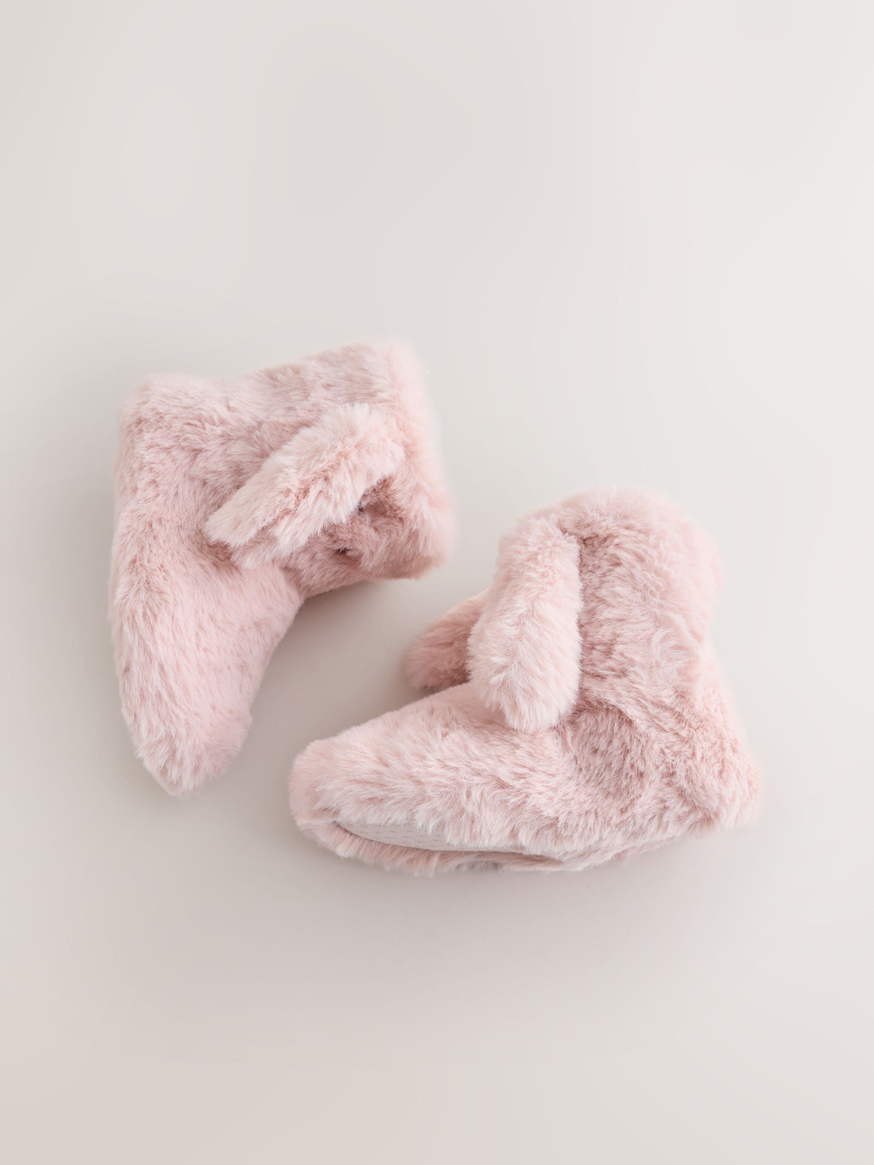Roze - Pantoffellaarzen van imitatiebont met konijntjes