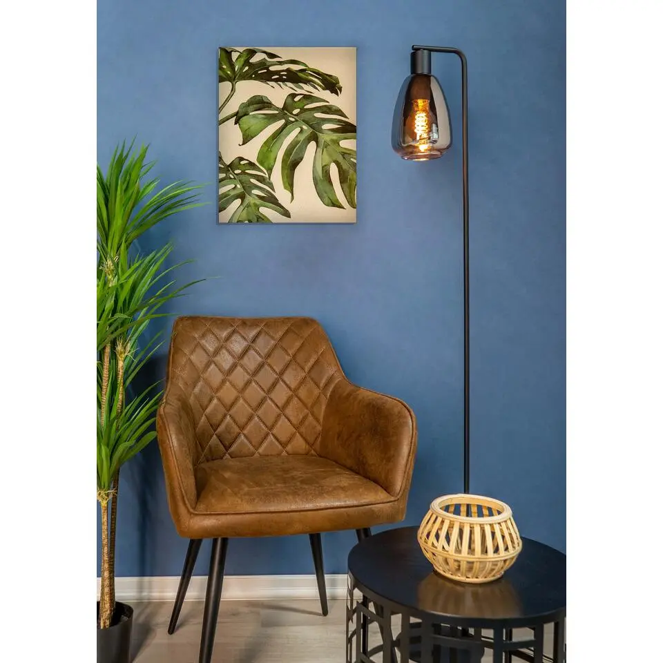 EGLOChelveyVloerlamp-E27-150,5cm-Rookglas