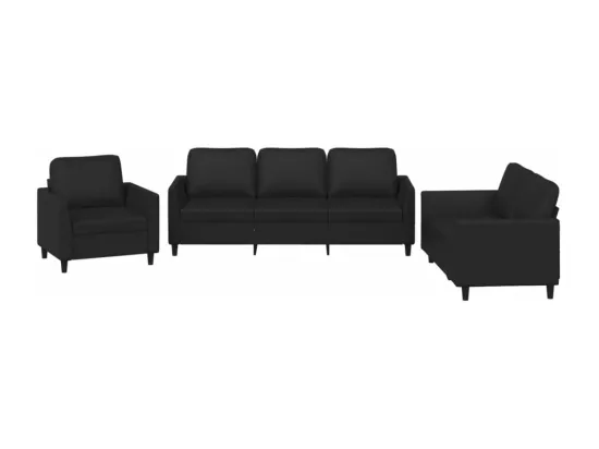 Ensemble de canapés 3 pièces avec coussins Noir Similicuir