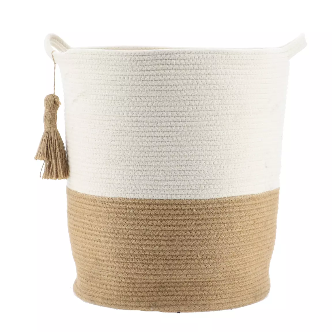 Lot de 3 paniers à linge (H47 cm) Pompons Camel