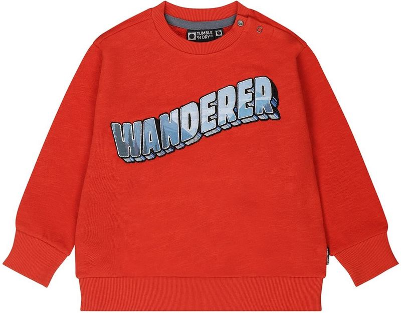 Tumble 'n Dry Lo Sweater Arctic met Tekst Oranjerood