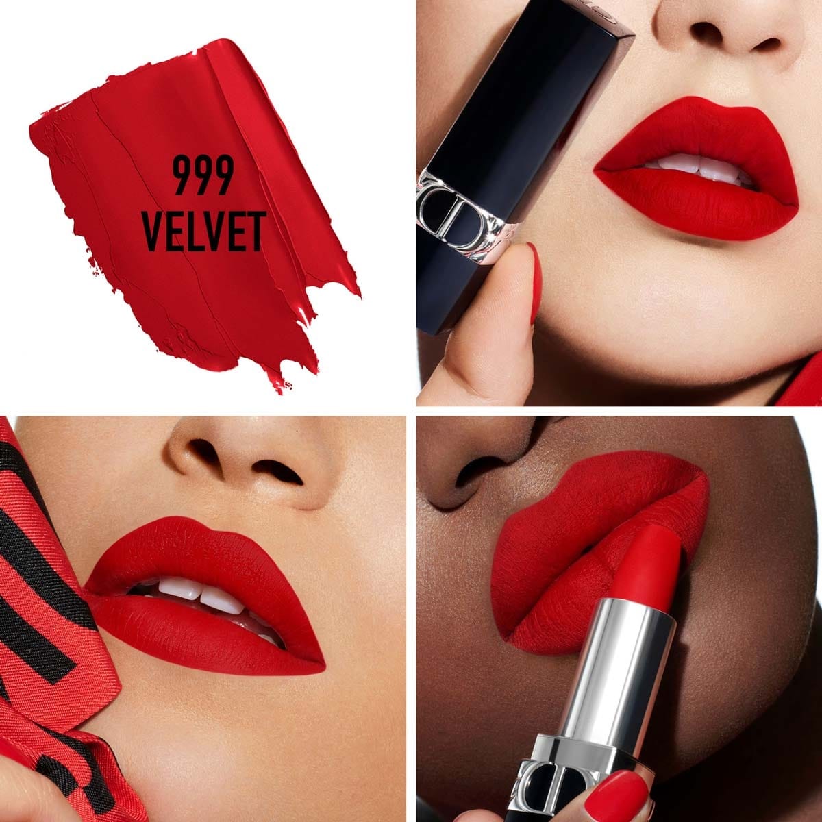 Rouge Dior Rouge Dior Rouge à Lèvres Rechargeable Couleur Couture, 4 finis : Satin, Mat, Métallique et Velours