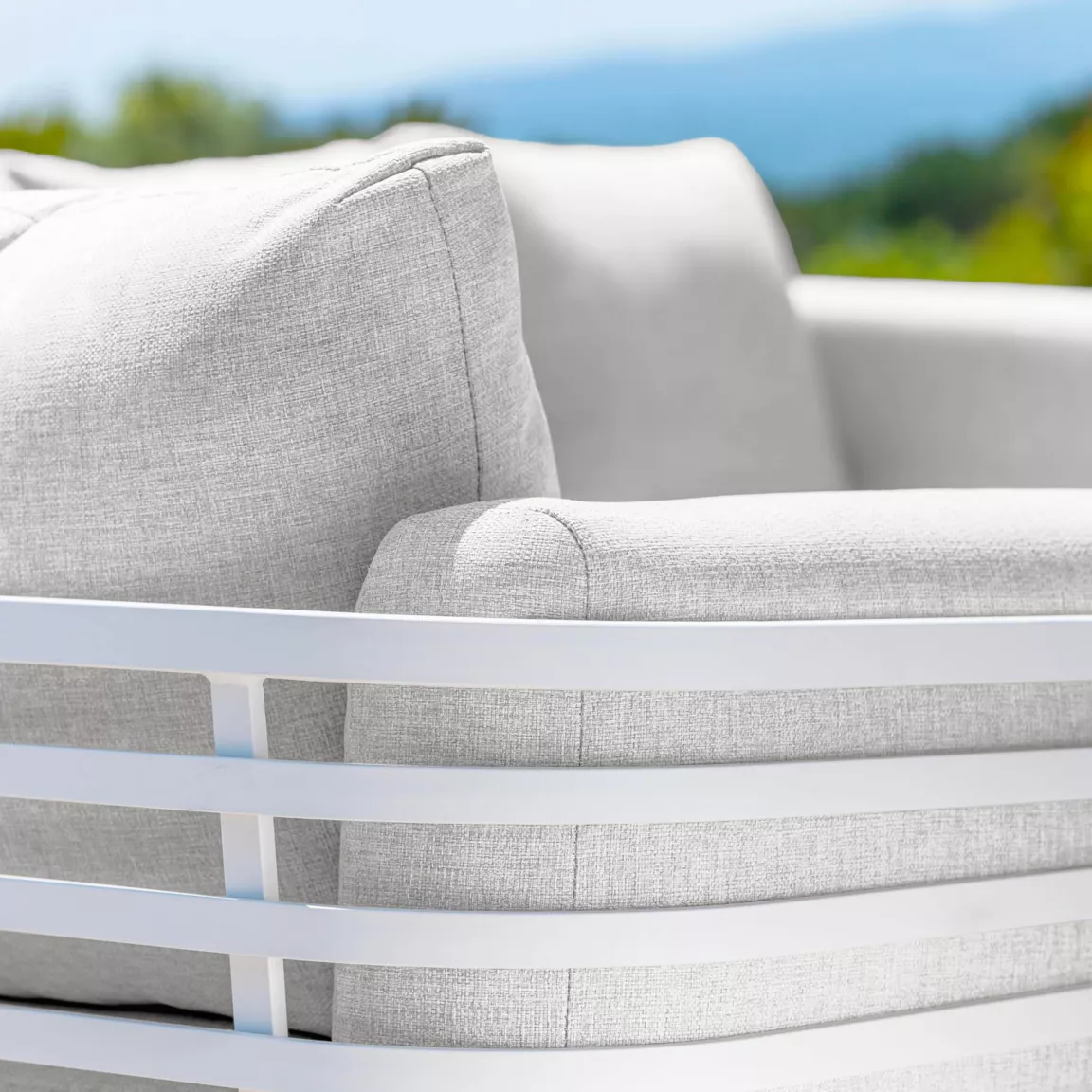 Salon de jardin aluminium 12 places 8 pcs Monte Carlo Blanc et gris clair