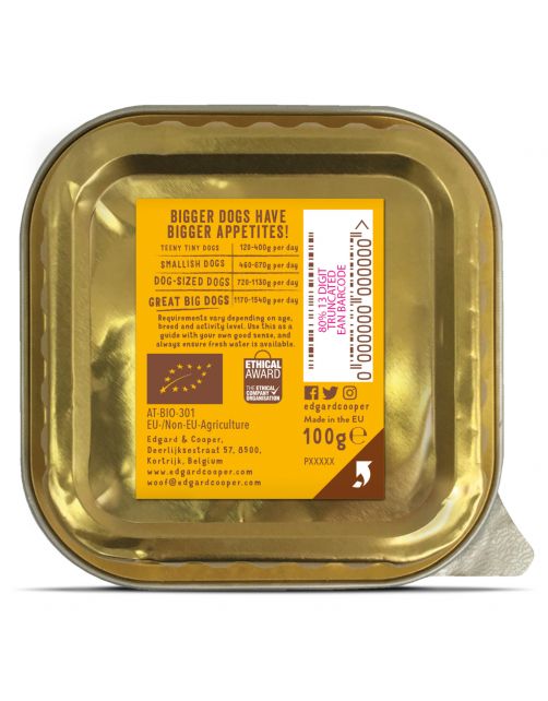 Edgard&Cooper Kuipje Bio Turkey Adult - Hondenvoer - Kalkoen Kokos Chiazaad 100 g Biologisch