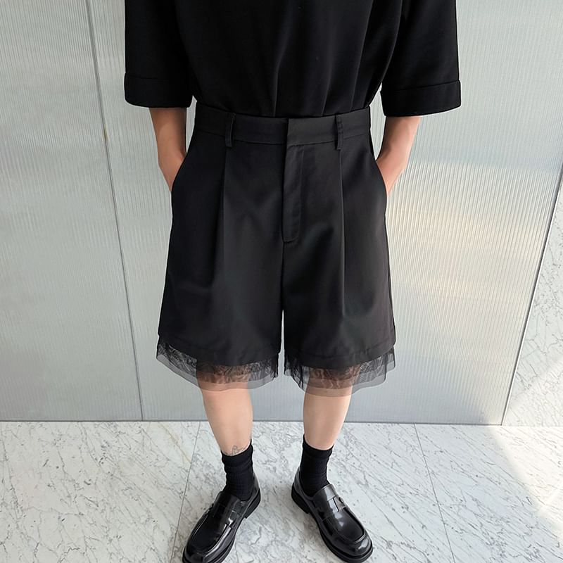 Freehop - Gelaagde shorts met hoge taille en mesh-afwerking