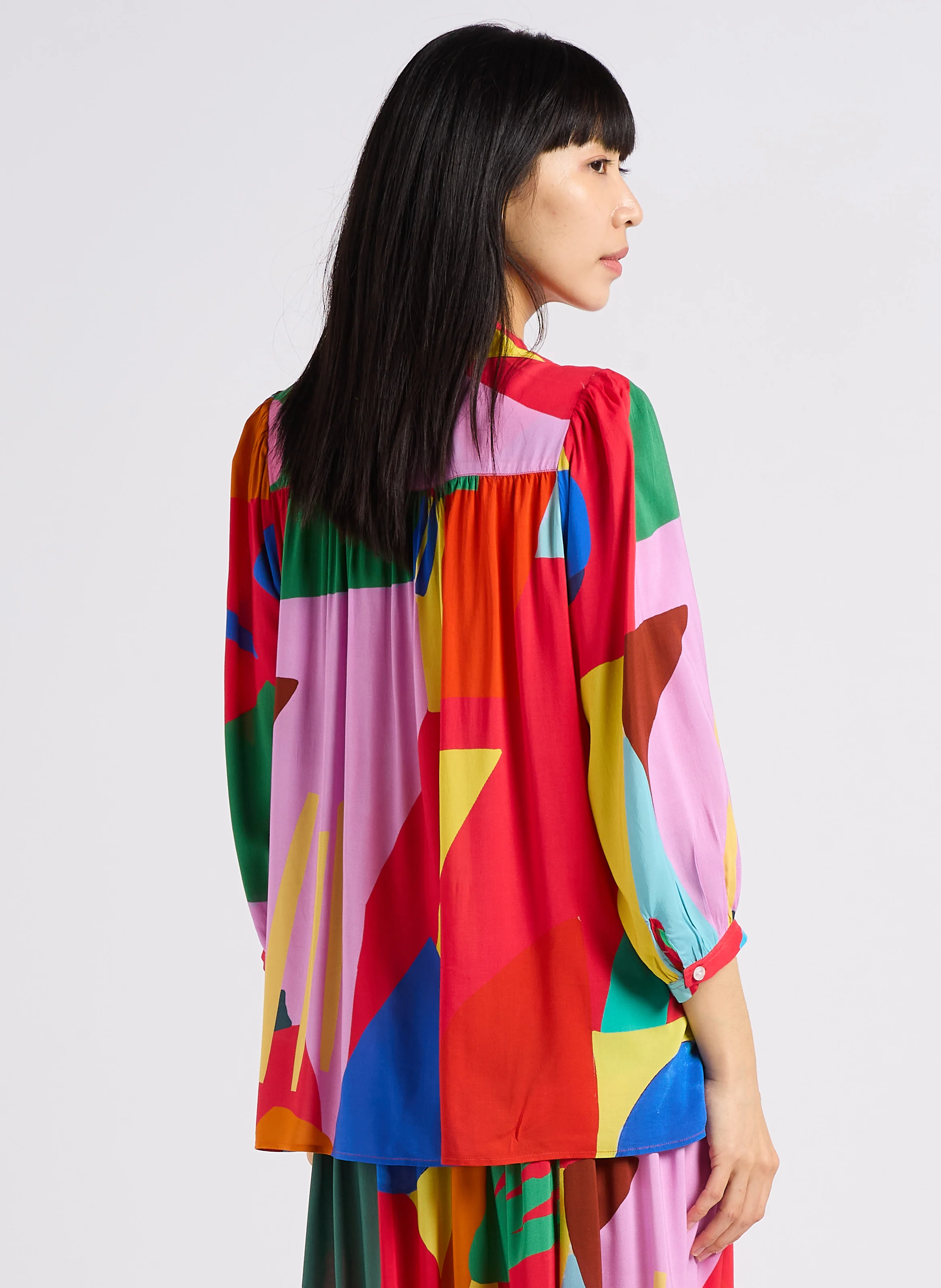 ASTROFLASH - Blouse ample col classique à imprimé | Rose