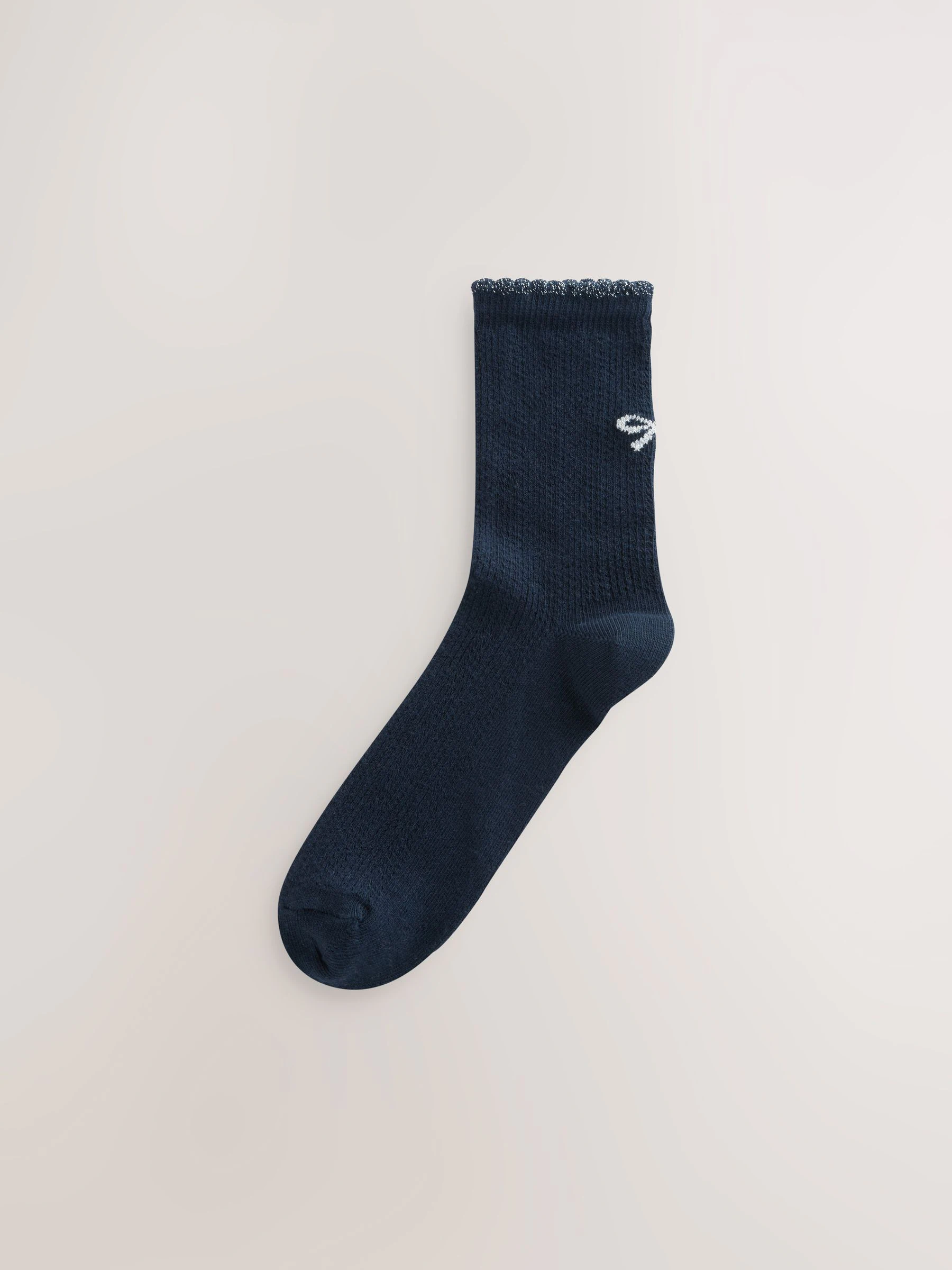 Marineblauw met strikjes - Set van 3 paar enkelsokken