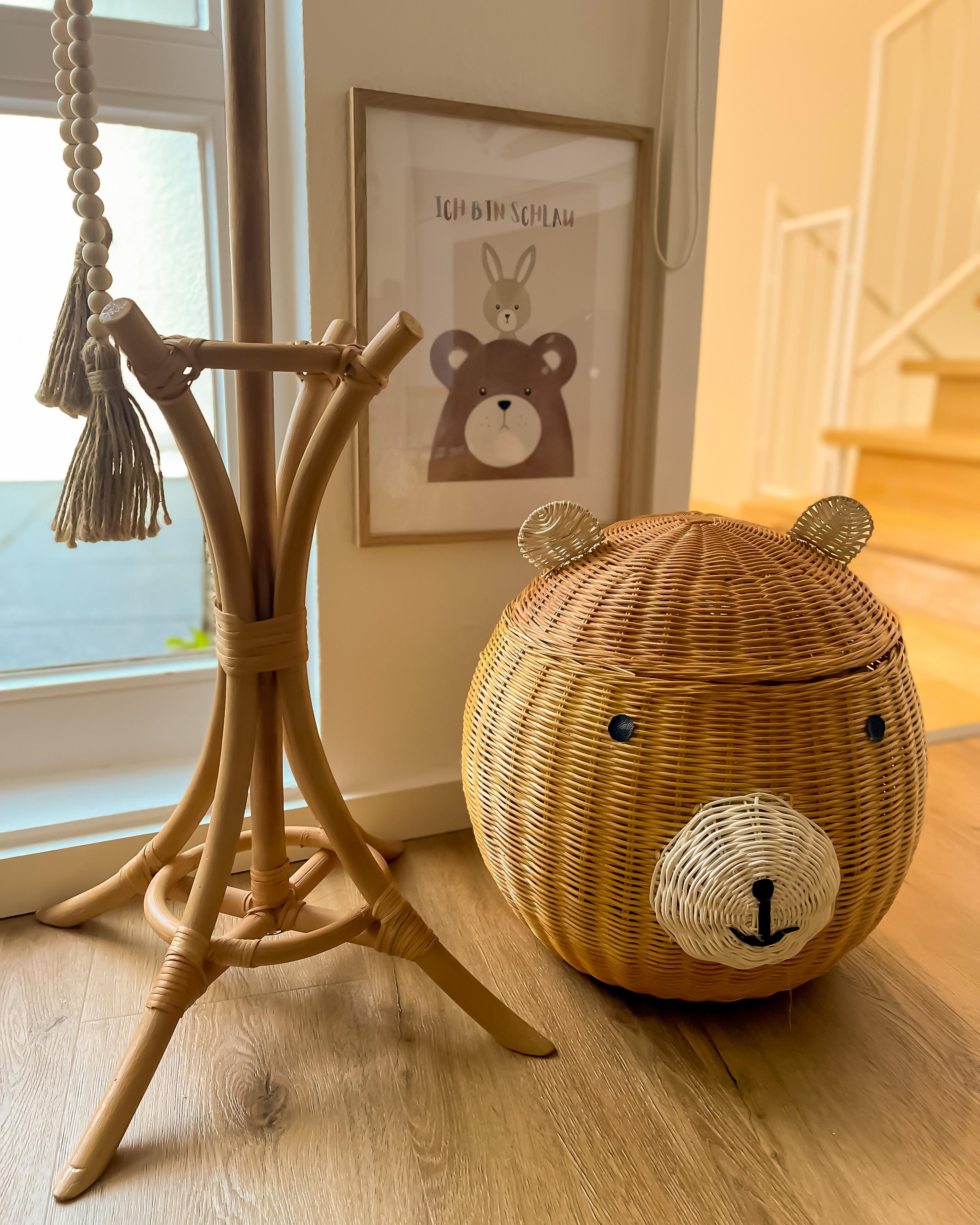 Kindermand Teddybeer HIMBA Rotan Natuurlijk