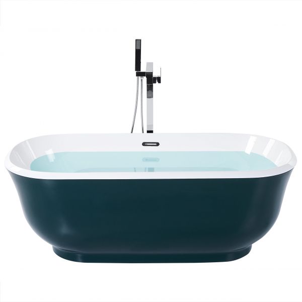 Beliani Banheira Autónoma em Acrílico Sanitário Azul Esverdeado 170 X 77 cm Formato Oval de Design Moderno 77x170x61 - 4251682284202