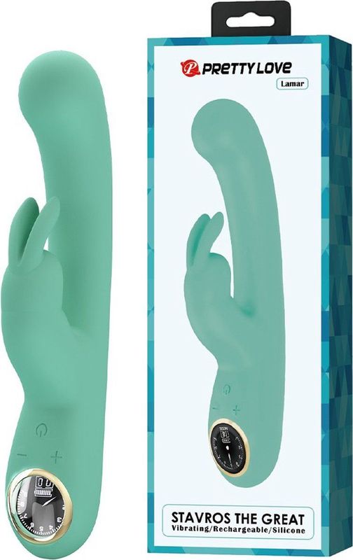Pretty Love - Lamar - Rabbit Vibrator- Tarzan Vibrator - Met LCD Display - Lichtblauw