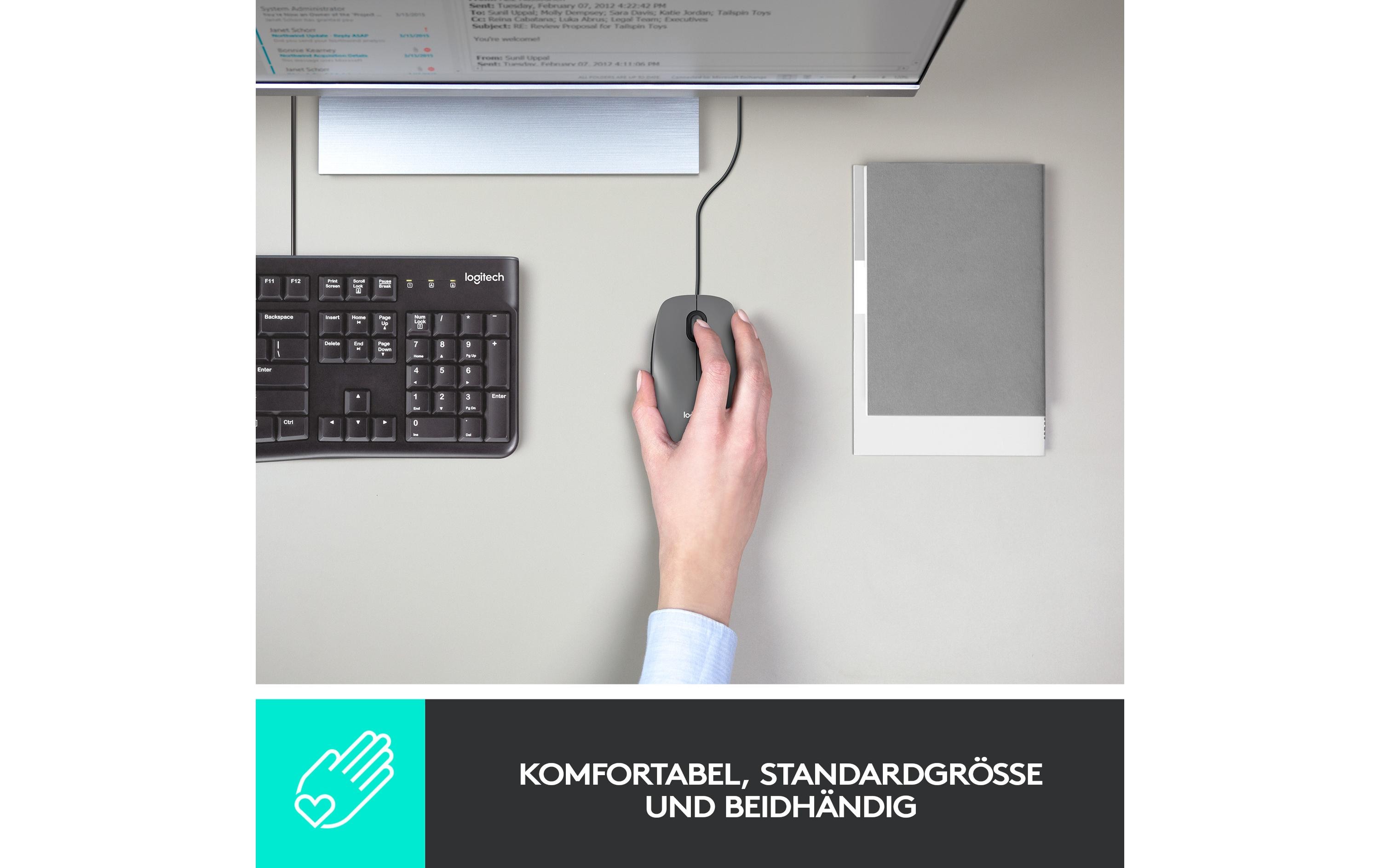 Maus M100 OpticalKabelgebundene optische Maus für PC, Laptop und Mac