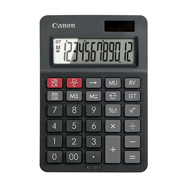 Canon Calculatrice de bureau AS-120 II - 12 chiffres - Gris foncé