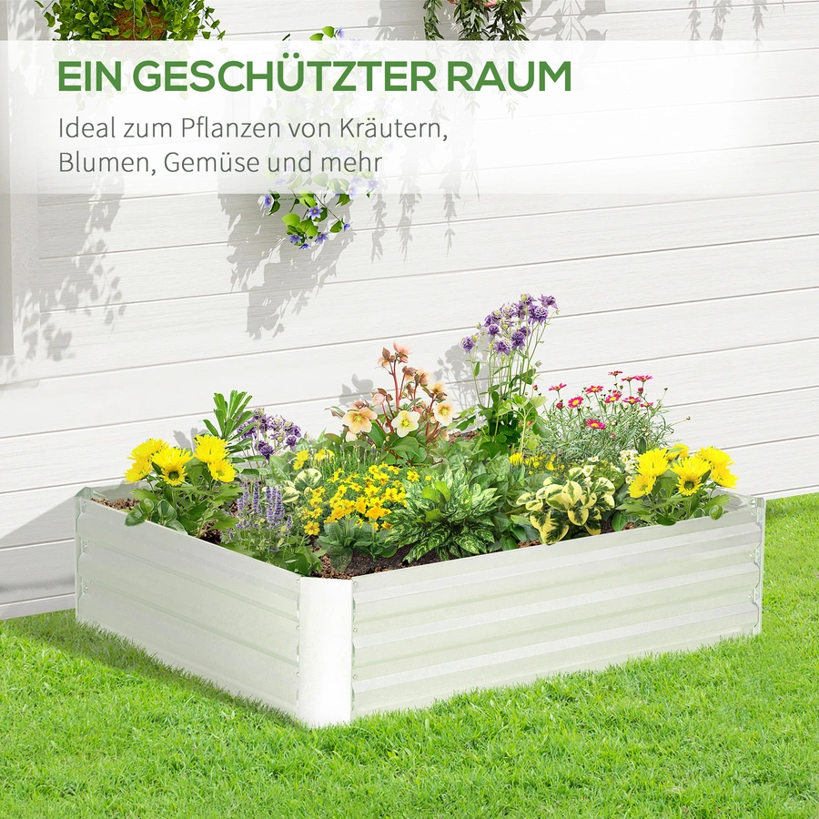Outsunny Hochbeet aus verzinktem Stahl silber