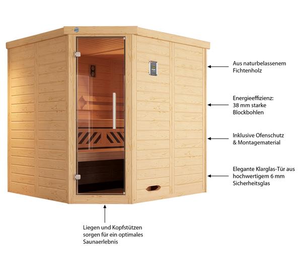 Weka Ecksauna Kami mit Glastür