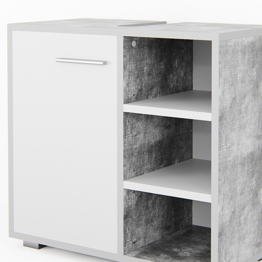 Vicco Waschtischunterschrank Perry Unterschrank Waschbecken Waschtisch Weiß / Beton