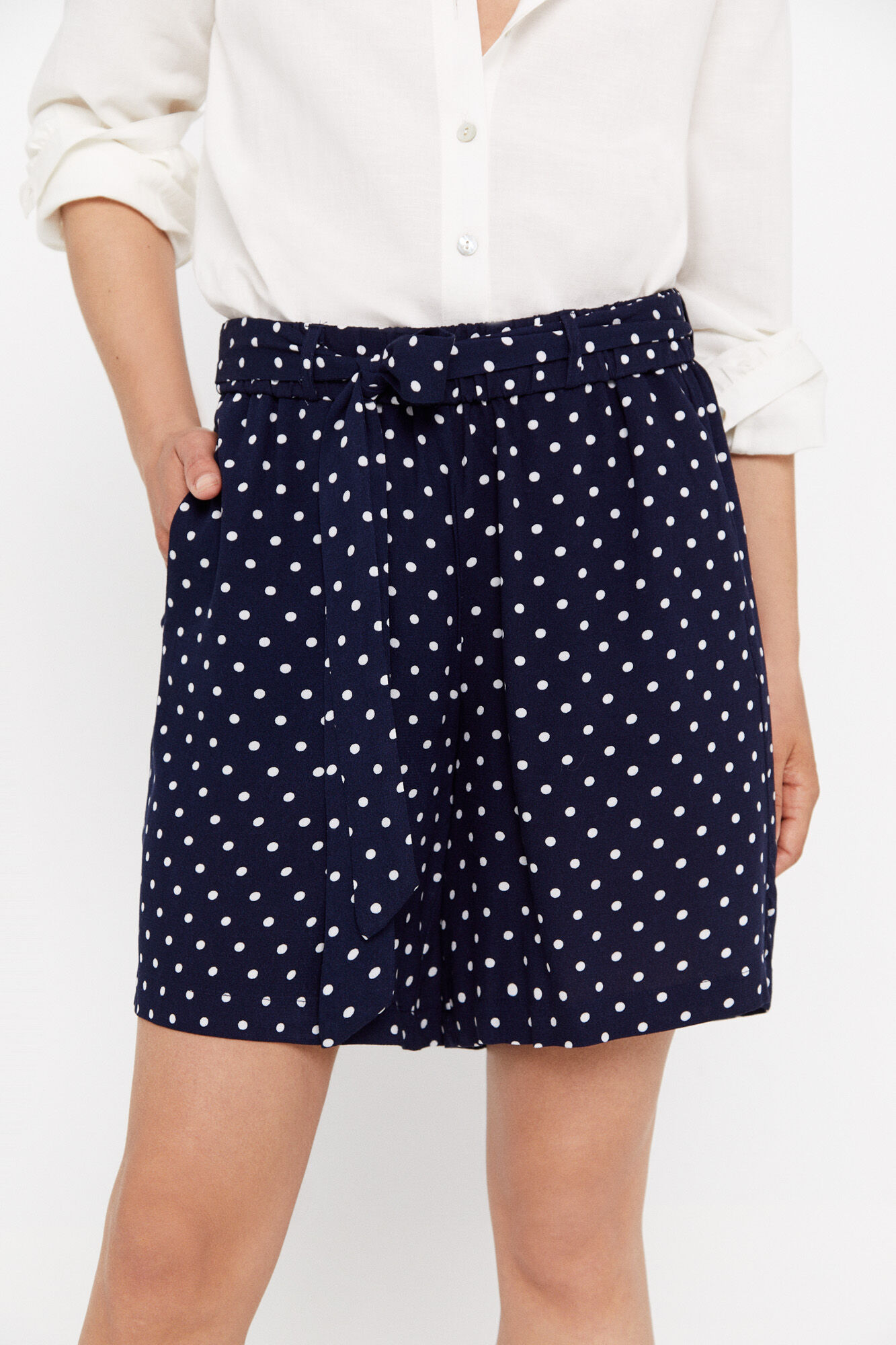 Bermuda fluida estampada - Estampa azul